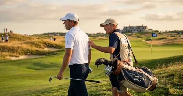 Miles Russell U.S. Open caddie swap 2026: Dad steps in on 18th hole